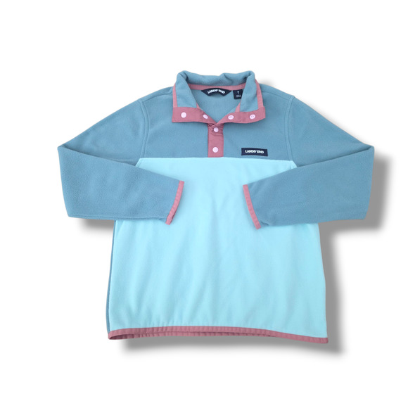 Lands End Kids Heritage Fleece Snap Neck Pullover - Picture 1 of 5